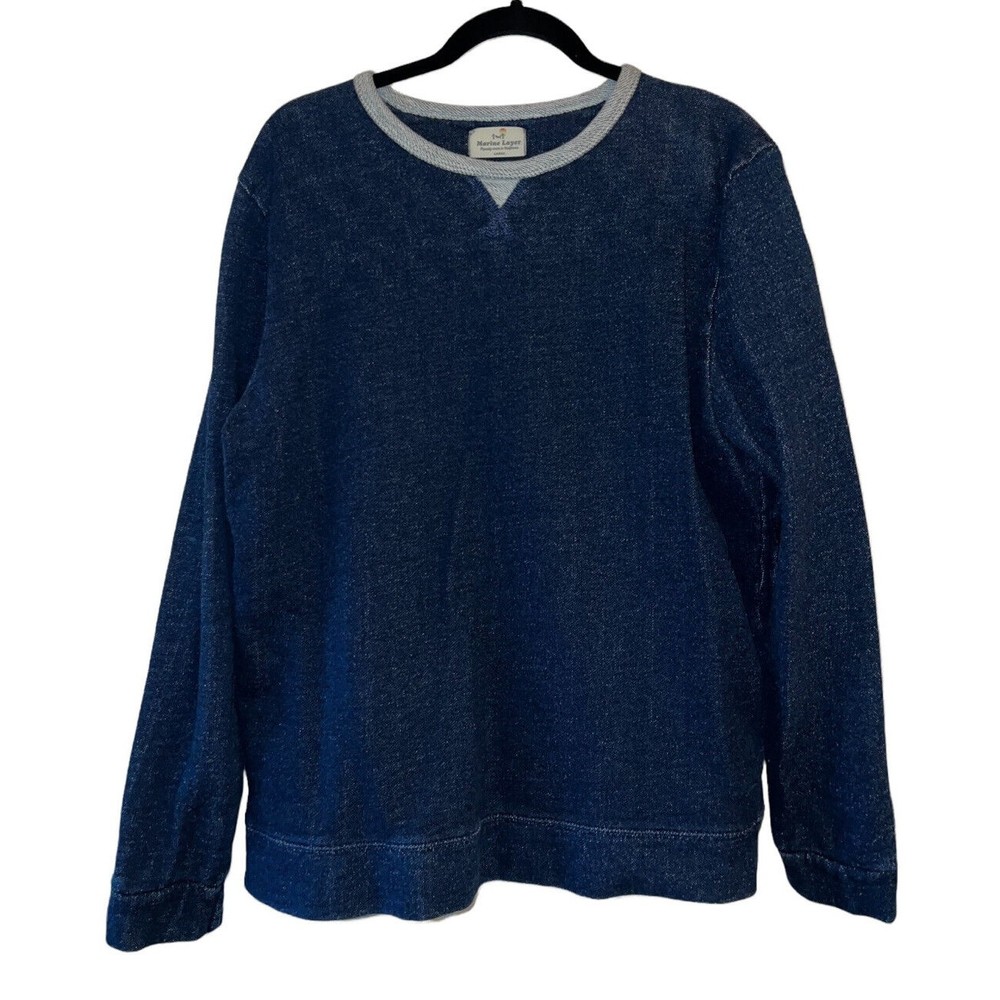 Marine Layer Blue Textured Pullover Crewneck  Sweatshirt Women's Size Large